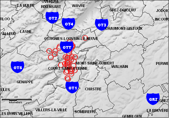 Réseau de mesure temporaire déployé dans la région.